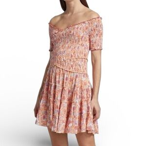 Poupette St Barth Soledad Mini Dress M Yellow Floral NWT Boho Resort Coquette